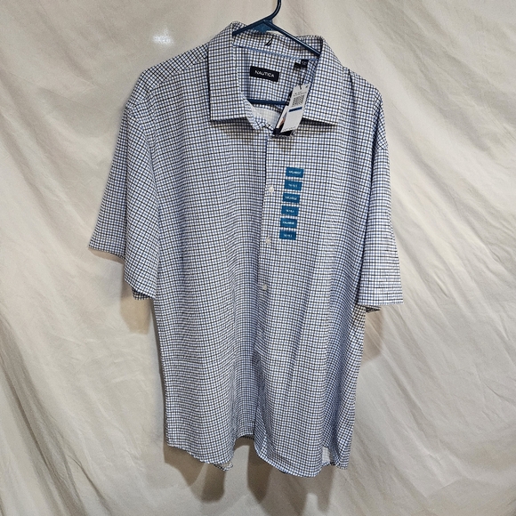 Nautica Men's Slim Fit Stretch Performance S/S Dress Shirt, Blue XXL 18-18.5 - Picture 2 of 11